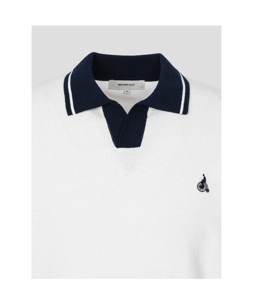 Binpolmen Tipping Open Collar Neck Knit White