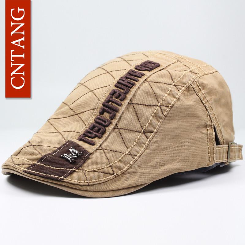 CNTANG Fashion Spring And Autumn Vintage Beret Letter Buckle Flat Caps For Men Cotton Retro Berets Casual Visor Hat Designer Cap хаки