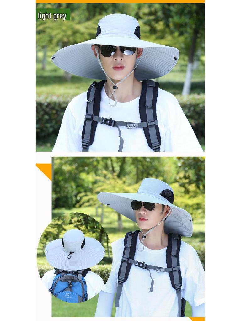 Męski kapelusz przeciwsłoneczny z szerokim rondem - Letni kapelusz słomkowy ochronny na zewnątrz do wędkowania i budowy.