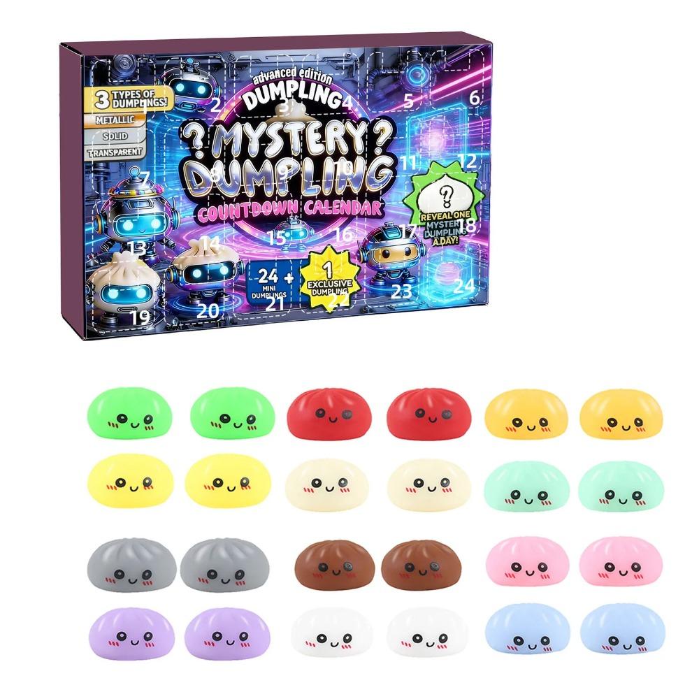 Nieuwe Kawaii Mini Dumpling Knijpspeeltjes Countdown Kalender 24 stuks Verrassingscadeau Verlichting Blind Box Feestartikelen