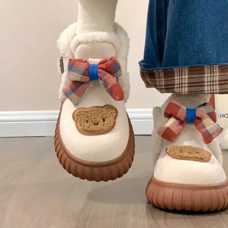 Winter cute thick-soled snow boots new non-slip piled thickened warm cotton shoes