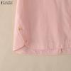 ZANZEA Blusa Feminina Casual Gola Redonda Cor Sólida Manga Curta Soltinha