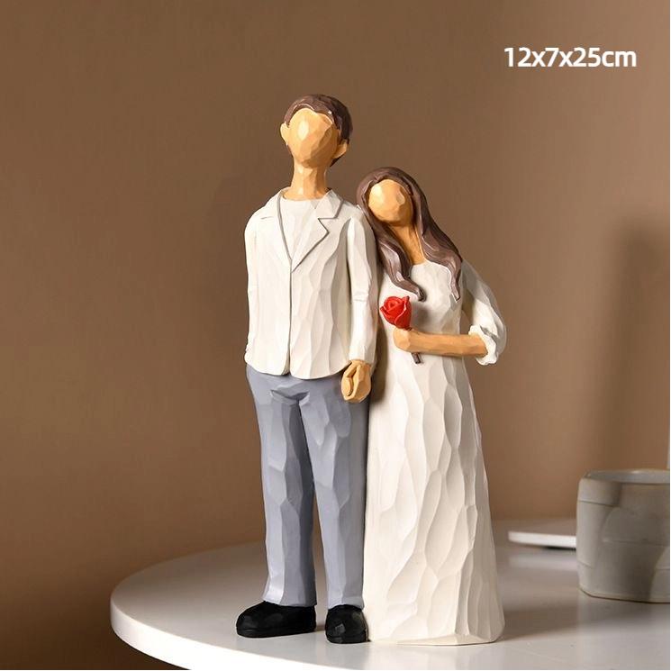 Figura de Pareja de Resina Hecha a Mano Decoración Decoración del Hogar Adorno de Boda Regalo de San Valentín