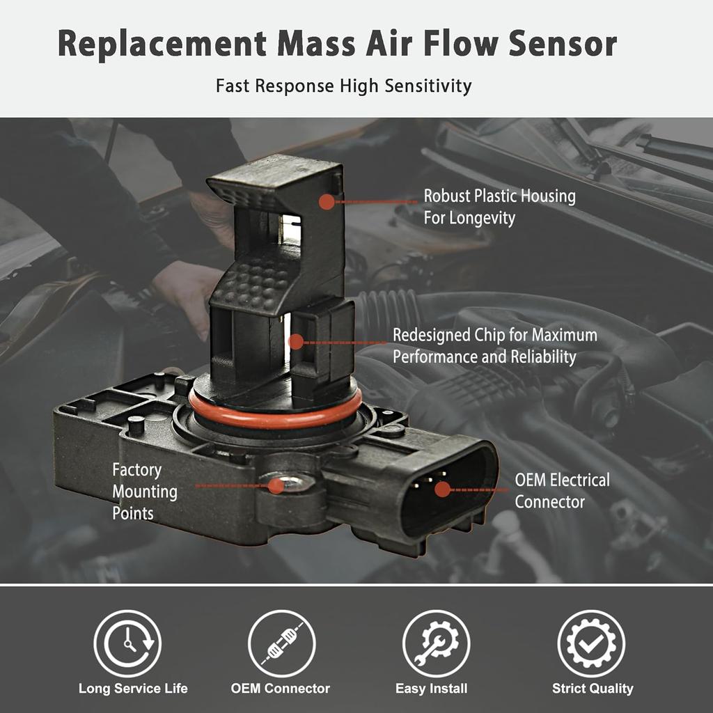 Mass Air Flow Sensor MAF Sensor Compatible With Cadillac CTS Escalade Chevy Avalanche Silverado Suburban Tahoe GMC Sierra Yukon XL 1500 2500 Replaces