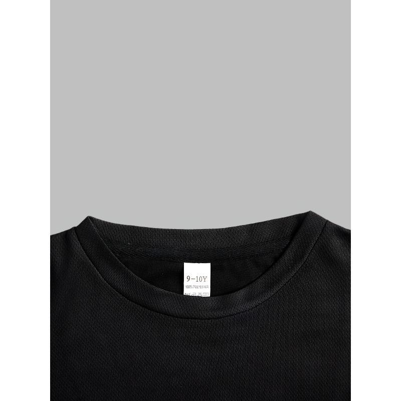 Evropské velikosti Chlapecké tričko se vzorem veselého obličeje | Bílé se žlutým potiskem, Měkká pružná látka, Kulatý výstřih, Krátké rukávy, Ležérní letní top