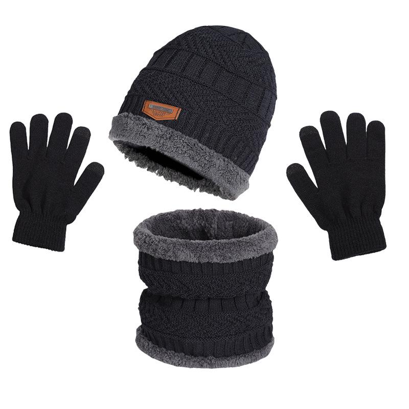 Unisex Winter Knitted Hat, Scarf, & Gloves Set - Fleece-Lined Wool
