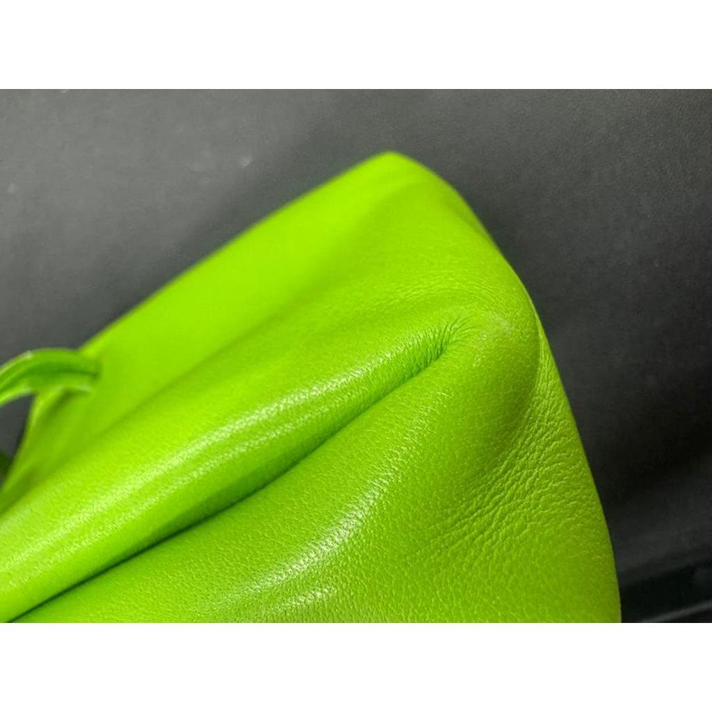HERMES Hermes leather pouch green drawstring accessory case