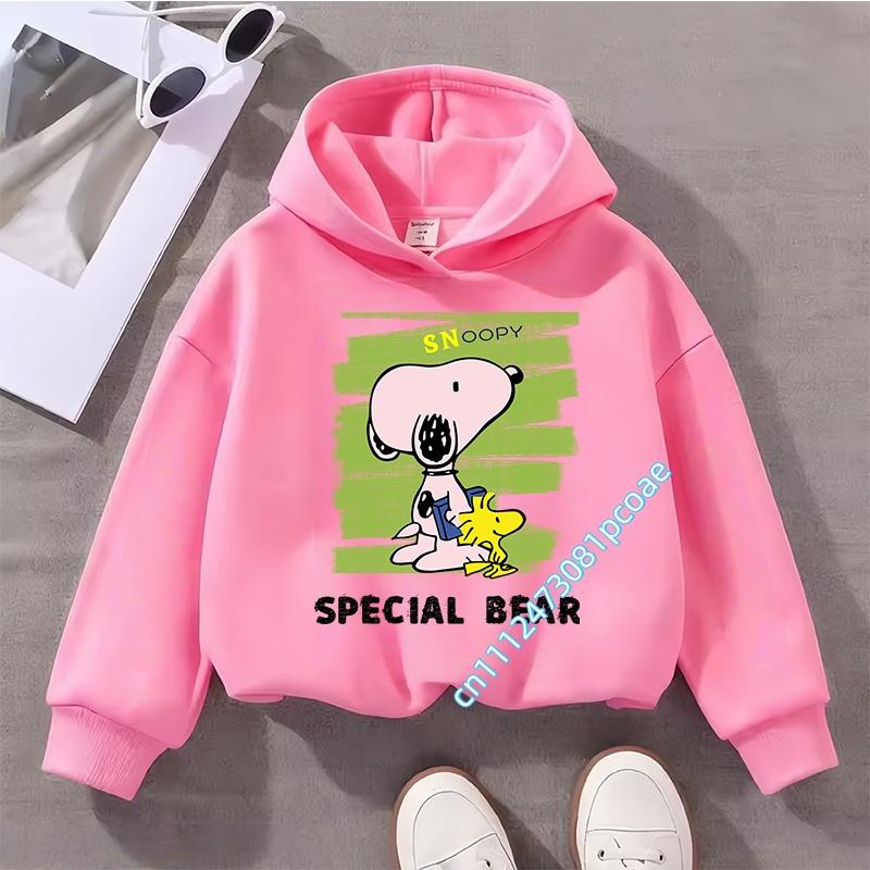 Snoopy children's hooded sweatshirt for boys, girls, casual top with cartoon print, long sleeve, autumn/winter collection
