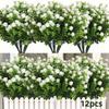 12 Bundles White Artificial Flowers - for Indoor/Outdoor Decor, Home Garden Fireplace Decoration, Lush Greenery Decor, Artificial Outdoor Flowers