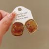 Maillard coffee color geometric earrings 2025 light luxury high-end temperament stud earrings niche retro style earrings