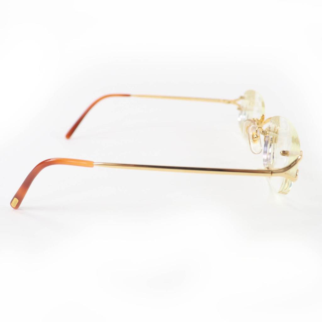 Great Cartier Glasses Rimless Two-Point Eyewear gold Women 135 Used