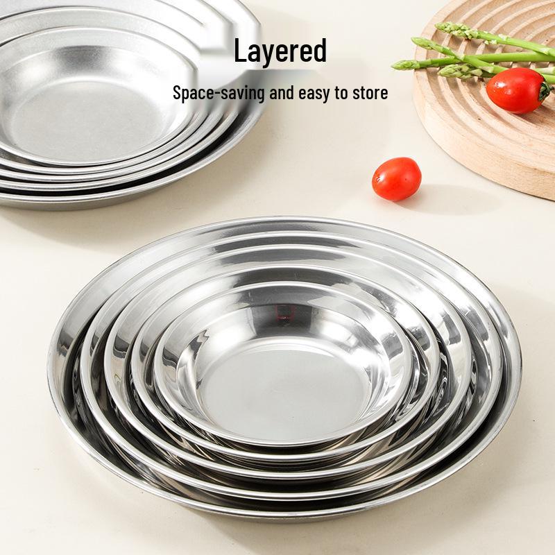 Xuanbo 304 Stainless Steel Anti-overflow Flat-bottom Round Steaming and Prep Plate