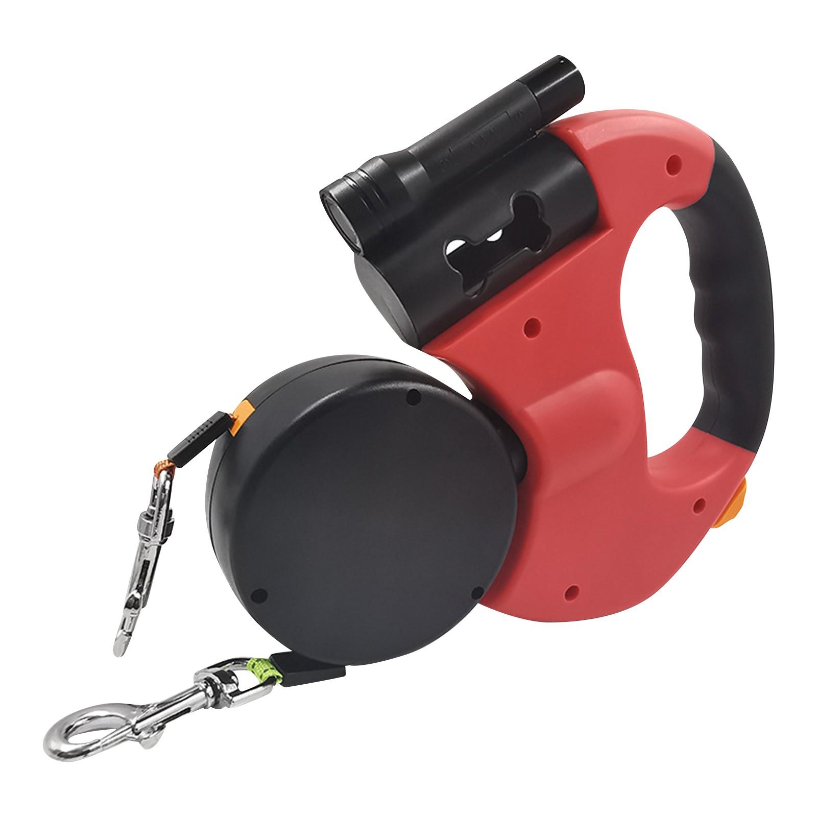 

Сверхпрочный выдвижной поводок для 2 собак, ремень без запутывания со светодиодной подсветкой, поворот на 360° и съемный отсек для хранения для легкой мобильности One Size красный