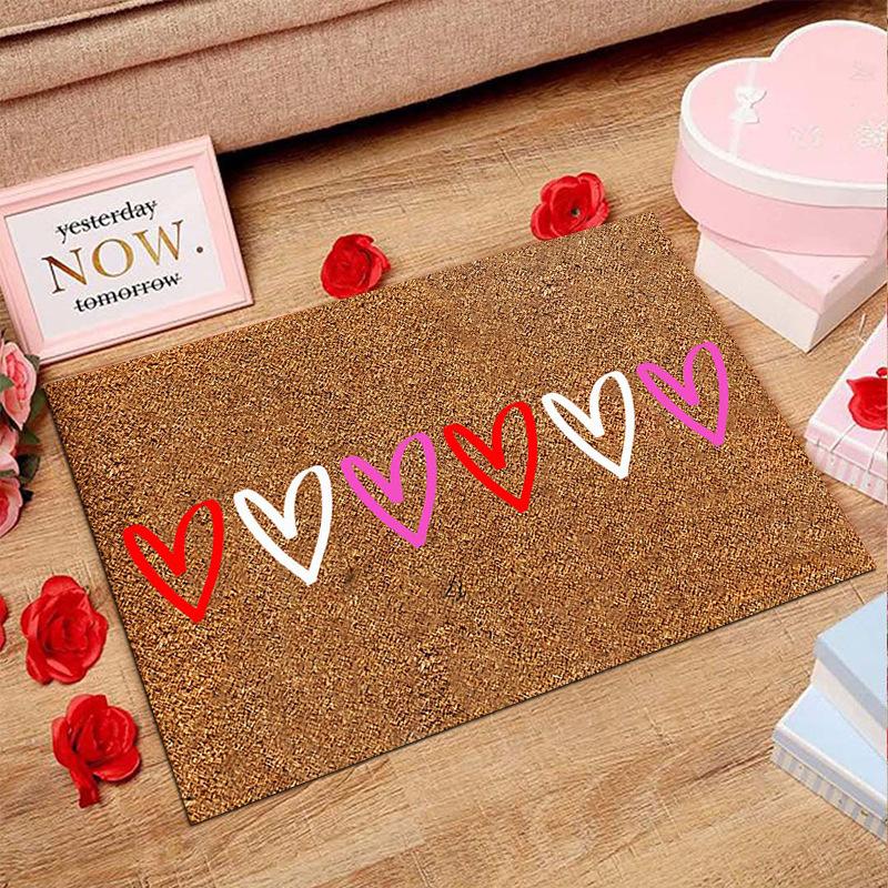 American Valentine's Day Series Crystal Velvet Carpet Love Door Mat Festive Holiday Home Decoration Mat Gift Wedding Mat