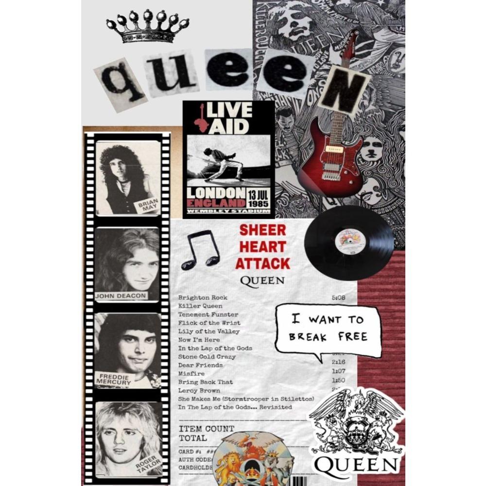 Metal Queen Band Wall Decor, Handmade 3D Tin Art for Living Room Bedroom Music Studio