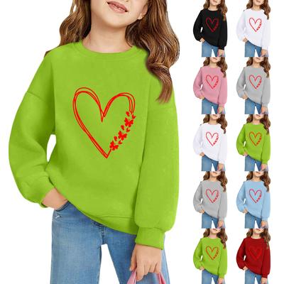 Girls Round Neck Pullovers For Kids Printed Baby Tops Valentine's Day