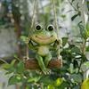 Schwingendes Baumstamm-Frosch Harz Hängendes Ornament Große Augen Cartoon Frosch Baum Hängende Statue Hof Terrasse Garten Mikro-Landschaft Dekoration