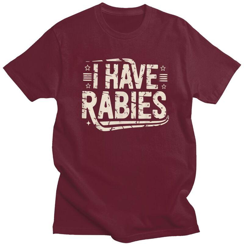 Funny Retro Vintage I Have Rabies Tshirt Unisex Short Sleeve Sarcastic Saying Tee Shirt Loose Oversized Pure Cotton Tee Tops