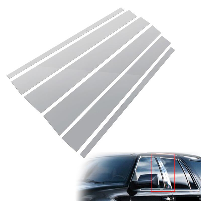 6Pcs Chrome Window Pillar Posts Trim Cover Door Silver Exterior Stickers Decal For Lincoln Navigator Ford Expedition 1997-2017