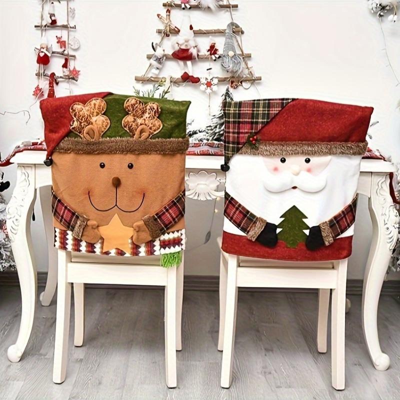 3Pack Christmas Chair Covers Festive Dining Chair Slipcovers for Holiday Decor, Suitable for Home Restaurant Use Assorted Winter Character Designs