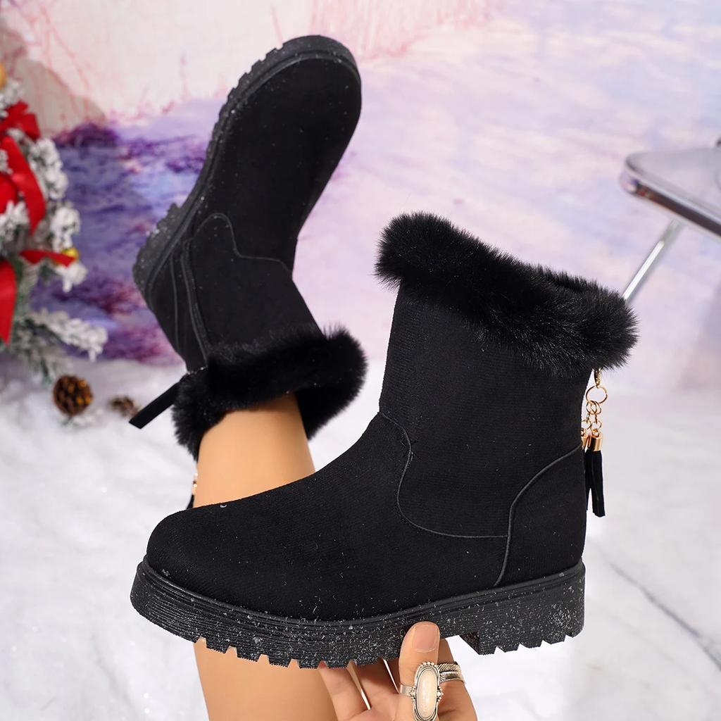 Fashion Women Snow Boots Winter New Warm Fashion Designer Ankle Boots Women Luxury Platform Boots Non-slip Short Plush Flat Shoes Women