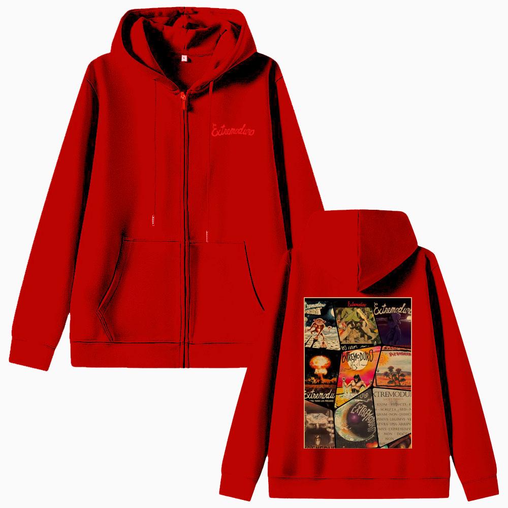 Rock Band Extremoduro Okładka Płyty Muzycznej Merch Bluza Rozpinana na Zamek Mężczyźni Kobiety Vintage Oversize Kurtka Zapinana na Zamek