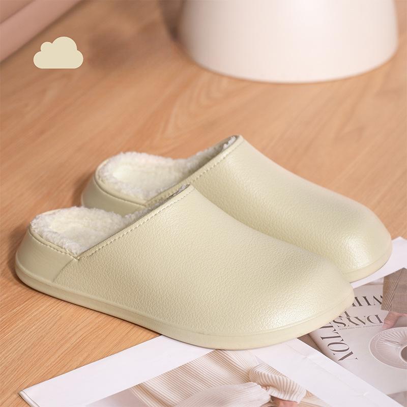 

Хлопковые тапочки для мужчин на зиму, с толстой подошвой, противоскользящие, водонепроницаемые и с плюшевой дополнительной толщиной. Удар одной ногой, полумесячные тапочки медсестры 44-45 бежевый