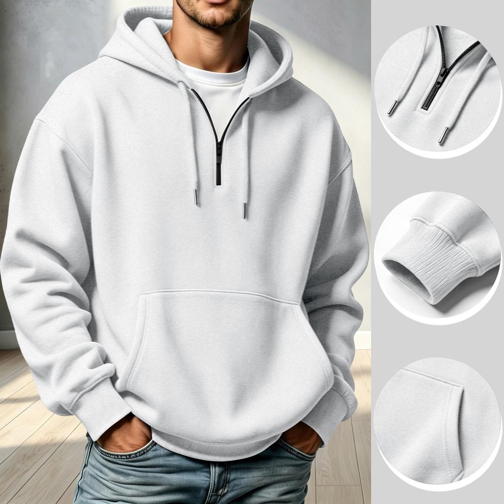 Men's Casual Hoodie Sweatshirt with Drawstring for Everyday Wear