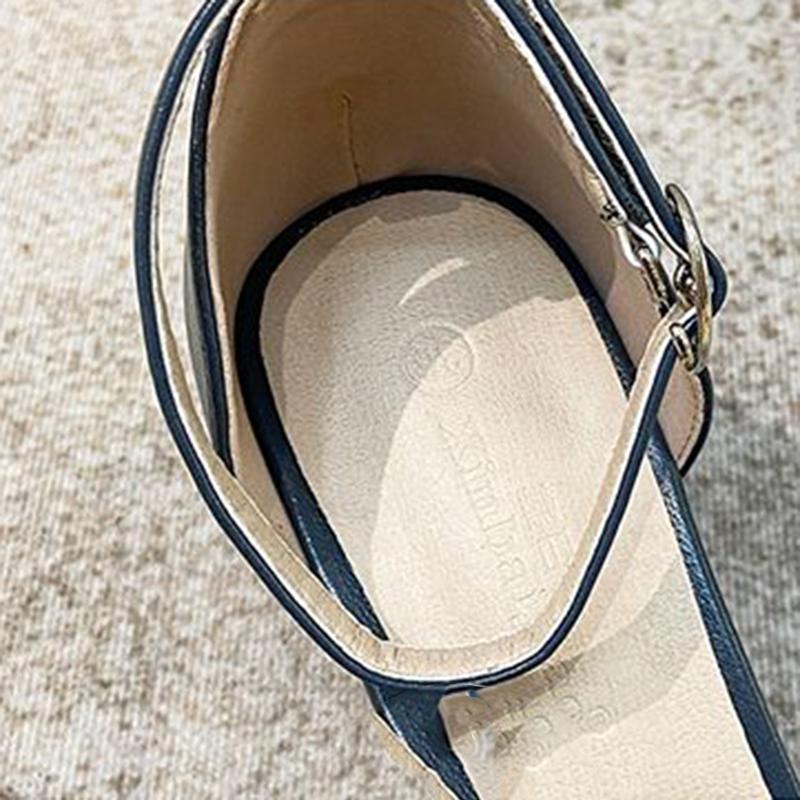 Cheap Horseshoe Heel with Buckle High Heels Thick with Round Toe