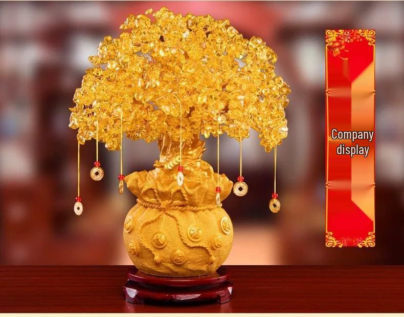 Citrine Money Tree Figurine: Attract Wealth & Fortune, Living Room & Entrance Décor