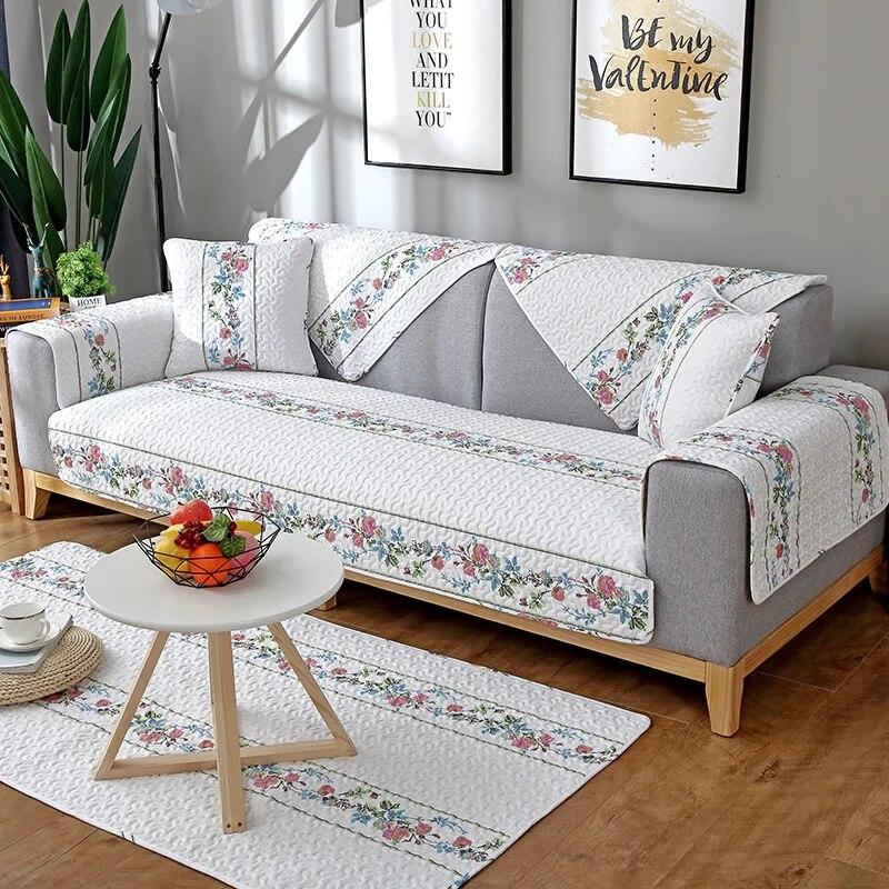 Four Seasons General Non-slip Small Floral Fabric Spring Cover Towel Covers Cloth Cotton Pastoral Style Sofa Cushions