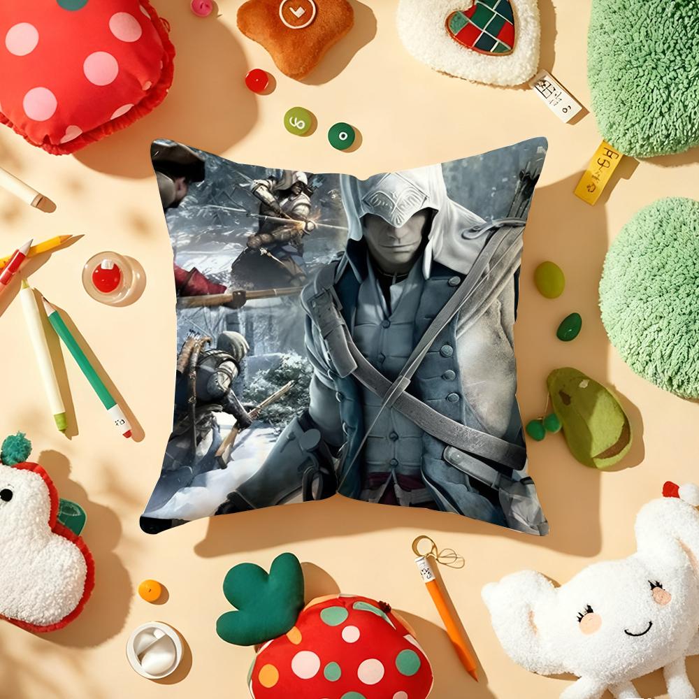 A-Assassins C-Creed Game Cushion Cover Plush Fabric Soft Double-Sided Printed Sofa Warm Winter Home Gift Pillow Cover