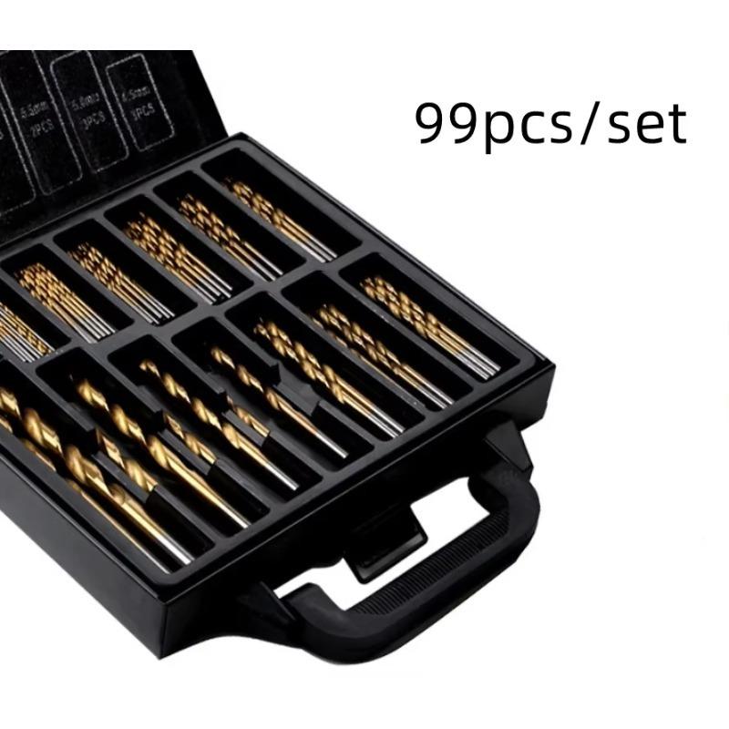99PCS Titanium Coated High Speed Steel Twist Drill Bit 1.5-10 Combination Drill Set Hand Tools Power Parts Drill Bit Combination