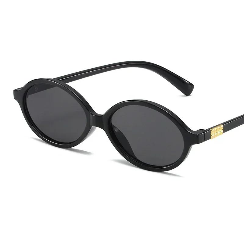 New Elliptical sunglasses For women Fashion Black Small Frame Sun Glasses Female Retro Clear Lenses Eyewear Lady Trendy UV400