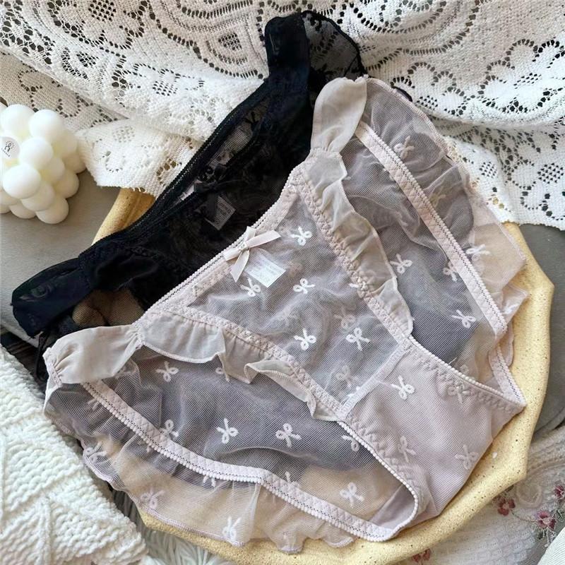 Söta Underkläder Mesh Rosett Omlott Höft Bekväma Trosor Låg midja Trosor för Kvinnor