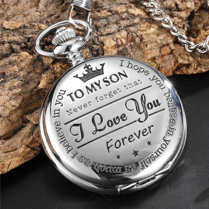 Steampunk Full Hunter Golden/Silver/Black Quartz Analog Alloy To My Daughter Pocket Watches/To My SON Pocket Watches Pendant Chain Roman Number Clock