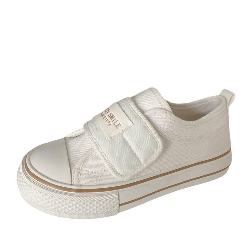 

H1280 Velcro retro canvas shoes women s 2024 new thin versatile chic board shoes platform white shoes 40