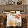 Fall Table Runner Pumpkin Maple Leaf Watercolor Vintage Table Runners Seasonal Autumn Thanksgiving Harvest Home Kitchen Dining Party Decorations
