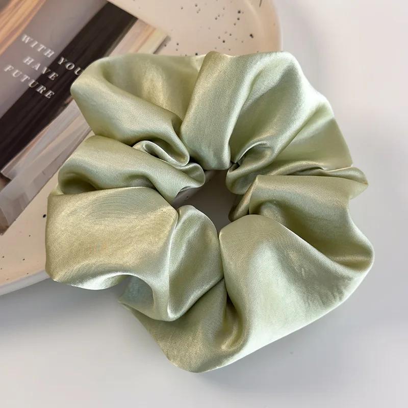 Spring/summer Freshen Green Satin Hair Scrunchies Headband for Women Girl Sweet Lovely Head Rope Rubber Bands Female Accessories
