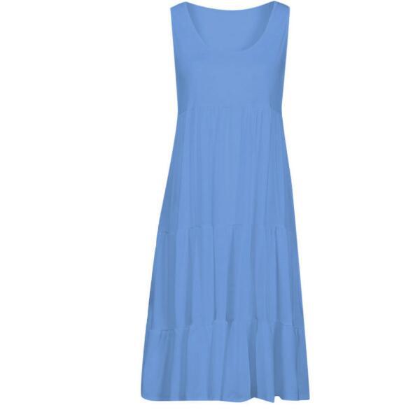Women's Sleeveless Round Neck Beach Dress - 7 Colors, 8 Sizes, Big Swing Design