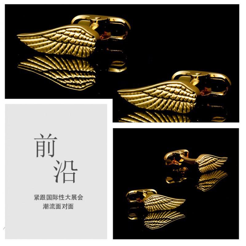 Electroplated Gold Wing Copper Metal Cufflinks Men's French Shirt