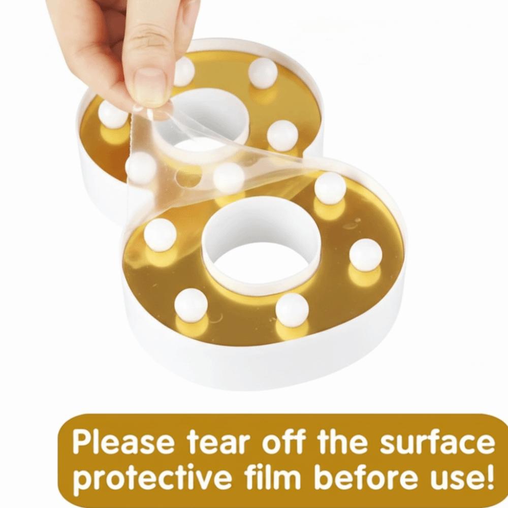 Gold 16CM Letters Lights Creative Mirror-Shaped Golden Numbers Led Lights Battery Powered Luminous Atmosphere Lamp