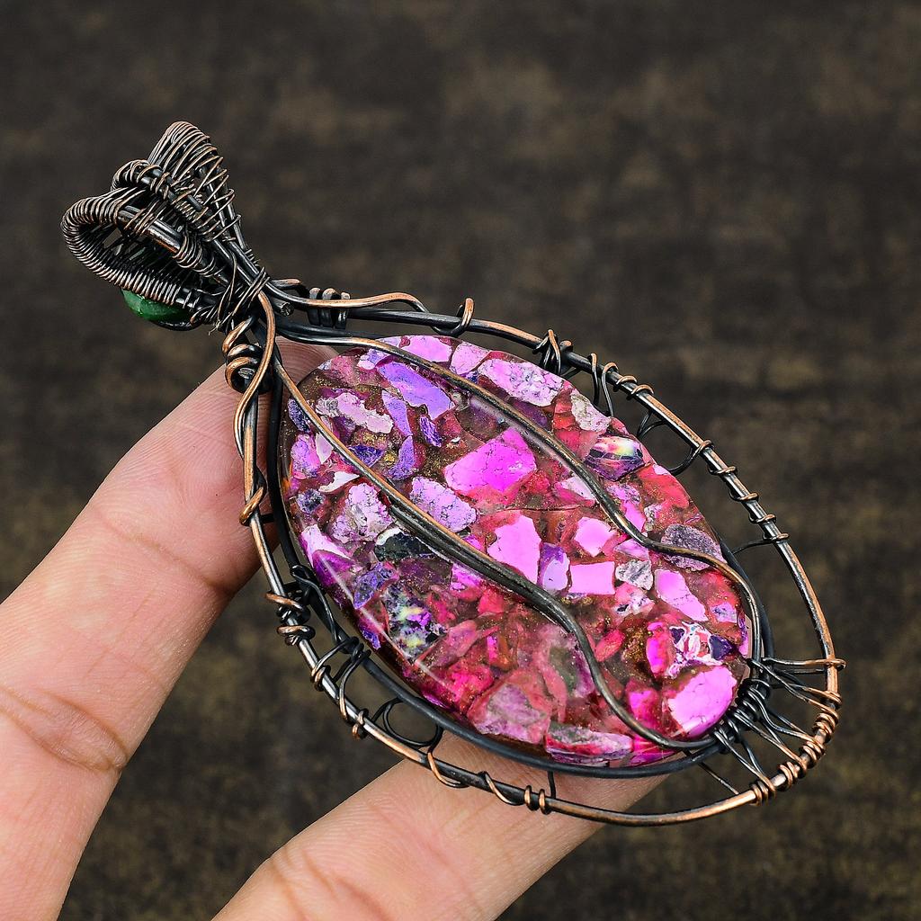 Copper Spiny Oyster Handmade Copper Wire Wrap Gift Pendant 3.98" Y1N01