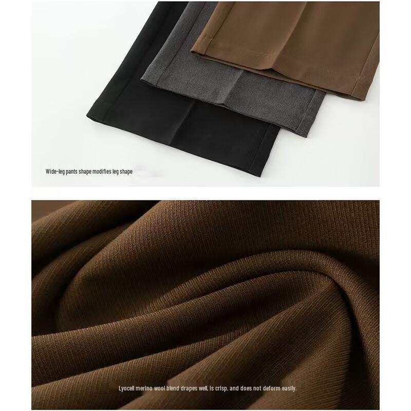 RUILAIYI Women's Lyocell Wool Blend Straight-Leg Trousers