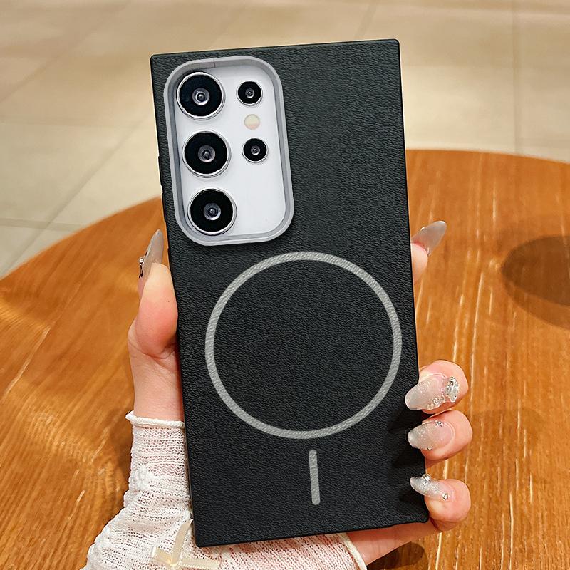 

Однотонный чехол для телефона Samsung S25 Ultra S24 FE S23 Plus S22 S21 с магнитной загрузкой и беспроводной зарядкой, тонкий мягкий противоударный матовый чехол-бампер Samsung S20 FE чёрный