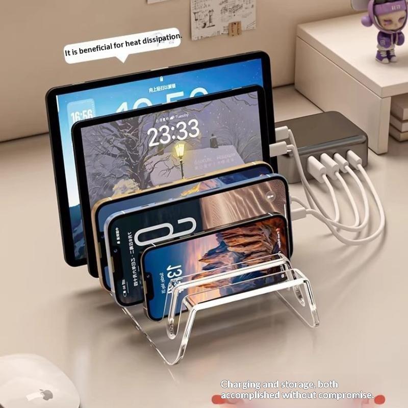 6/8 Cells Multi-Device Tablet, Electronic Storage Box, Desktop Phone Charging Storage Rack, Stand, Acrylic, Easy To Organize