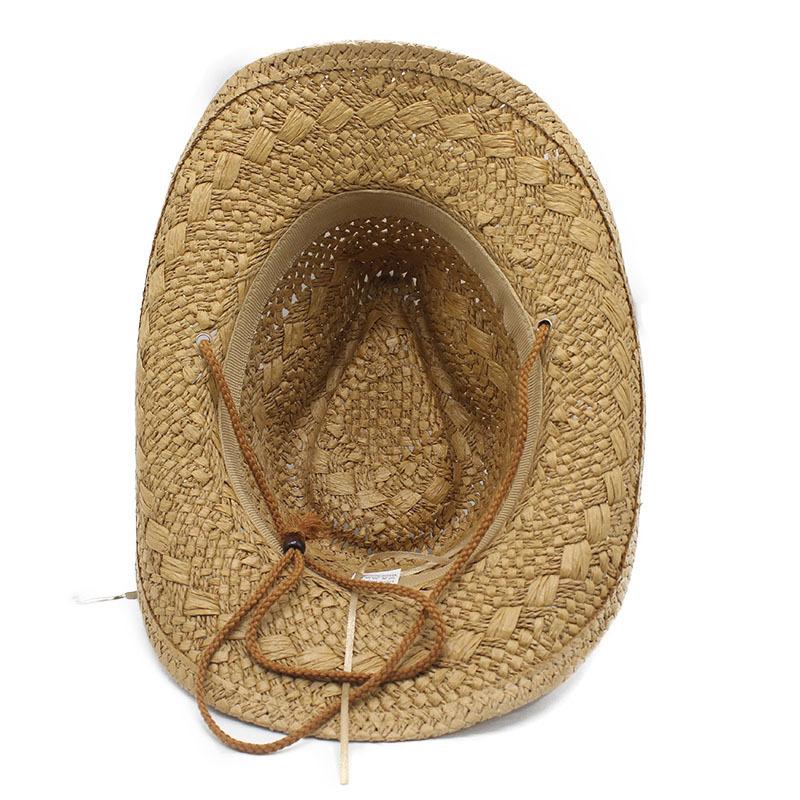 Western Cowboy Hat Hollow Lafite Straw Hat Men'S And Women'S Summer Beach Jazz Hat Knight Big Brim Sun Hat
