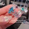 Vintage Aquamarin Pfirsich Herz Halskette, 18 Karat Vergoldet Acht Herzen und Acht Pfeile Schmuck Zirkon Pfirsich Rosa Liebesherz Halskette