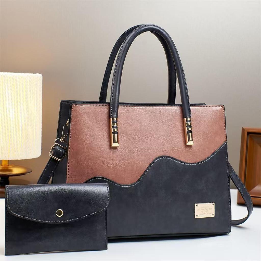 2025 Spring/Summer Women's Large Capacity Color Block Tote Handbag