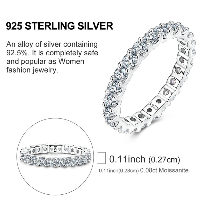 Moissanite Full Wedding Band Ring Design Genuine Copper Shining Eternity Ring For Women Party Wedding Engagement Rings Jewelry Creation